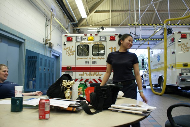 &quot;ok, here we go!!&quot;  Seconds after the tones go out... our newest rookie, Sue, gets her very first call on the ambulance.