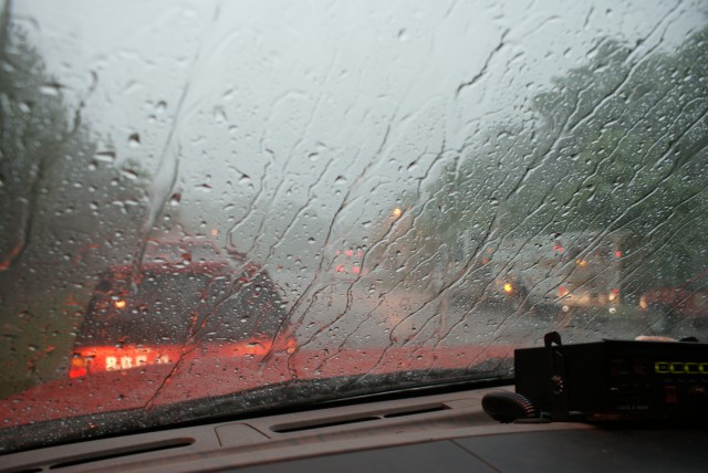 Heavy rains in Odentons parade.  May, 2009
